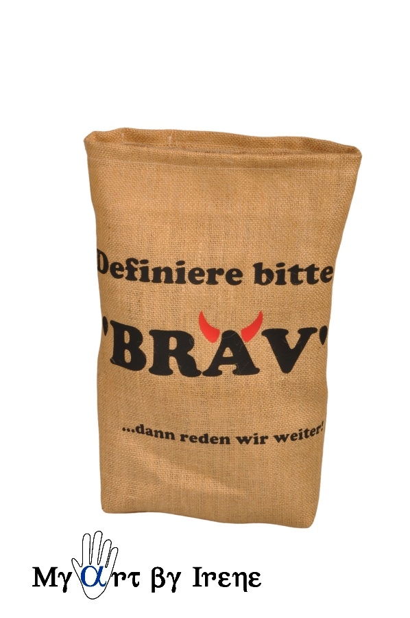 Krampus Jutesack bedruckt "Brav"