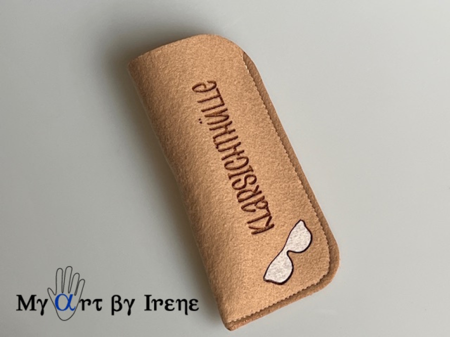 Brillenetui aus Filz "Klarsichthülle" braun