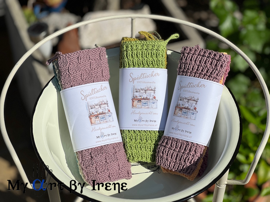 Gestrickte Spültücher "Forrest" aus Baumwolle 3er Packung