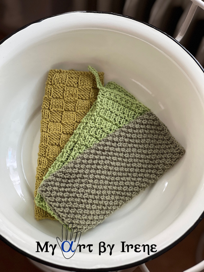 Gestrickte Spültücher "Forrest" aus Baumwolle 3er Packung